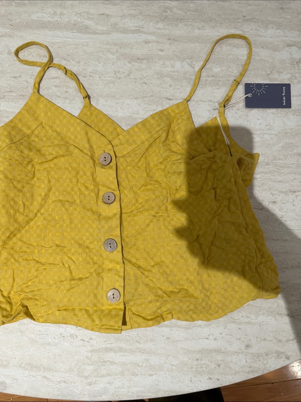 Yellow Button-Front Spaghetti Strap Cami